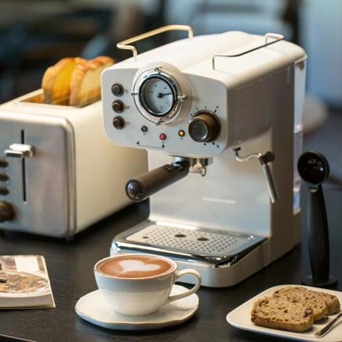 220V 15Bar Coffee Machinemaker Retro Style Semiautomatic Italian Steam Type Milk Foam 2 In 1 Easy To Use Espresso Maker