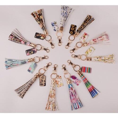 Ring Holder Retro Jewelry Multicolor Flower Monogrammed Leather Tassel Women Keychain Bag Pendant Alloy Car Prints KeyChain