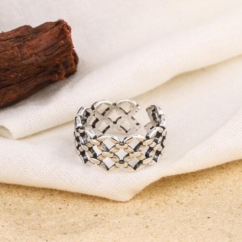 Miuoxion Retro Hollow Mesh Ring Personality Fashion Punk Party Jewelry For Women Feature Namour Charm Gift All Seasons