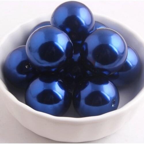 Kwoi vita A65 Royal Blue Chunky Fashion 20mm 100pcs a lot , Loose Imitation Plastic Pearl for Chunky Beads Jewelry