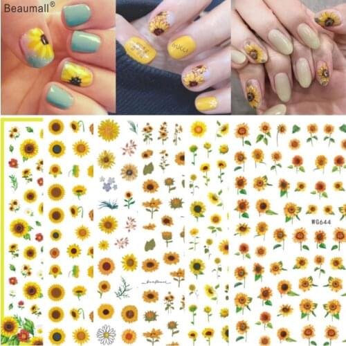 Summer Flowers Nails Art Manicure Back Glue Decal Decorations Nail Sticker For Nails Tips Beauty
