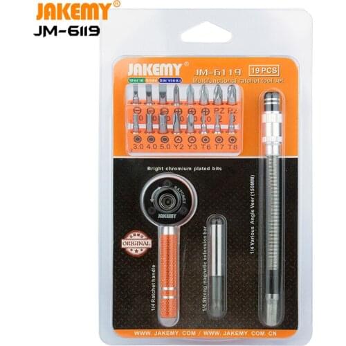 JAKEMY JM-6119 19 in1 Precision screwdriver bit set Multifunctional ratchet wrench chrome vanadium spanner diy tools Magnetic