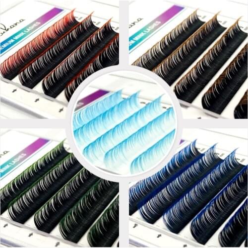 NATUHANA 12Rows Ombre Color Eyelash Extension Individual Faux Mink Lash False Gradient Eyelashes Professional Salon Makeup tools