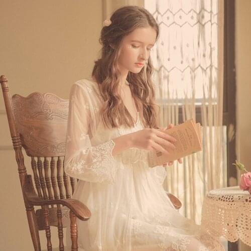 Night Skirt Night Dress Women Ladies Night Wear Retro Nightgown Summer Night Dress Lace Negligee Vintage Princess Nightgown