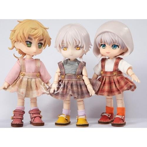 Ob11 baby clothes 12bjd GSC DDF piccordo plain Molly lovely Plaid puff skirt dress spot accessories