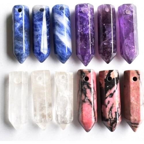 Wholesale12pcs/lot fashion good quality natural Amethysts pillar charms Pendants for jewelry accessories marking free shipping