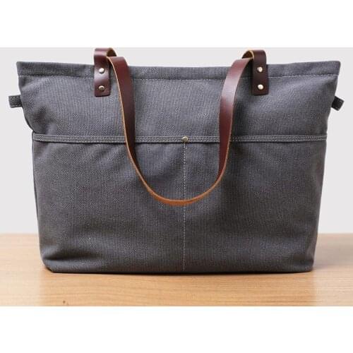 Original Handmade Leather Canvas Tote Bag Womens Cross body bag Messenger Bag for Men Shopper Bag School Bag Handbag