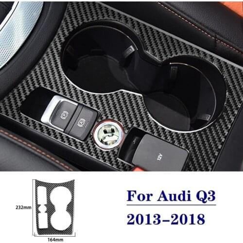 Carbon Fiber Water Cup Holder Frame Cover Trim Strips Sticker Gear Box Decoration Fit For Audi Q3 2013-2018 Car Interior