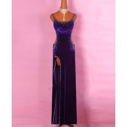 Competition dress Belly Dance Dress haute couture customized purple shiny diamond decoration sexy hollow Oriental Dance #LD0065
