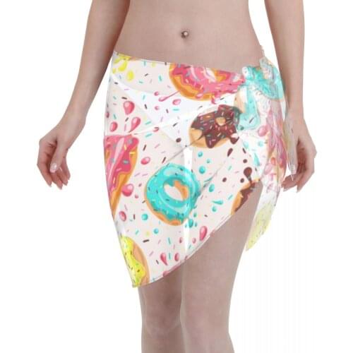 Beach Bikini Cover Up Donuts With Chocolate Lemon Mint Glaze Wrap Skirt Sarong Scarf Beachwear Bathing Suit Beachwear Swimsuits