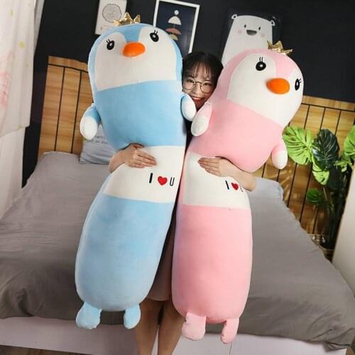 90/120cm New Style Kawaii Animal Long Pillow Penguin Plush Toys Soft Stuffed Cushion Cat Dolls Kid Baby Bithday Gift