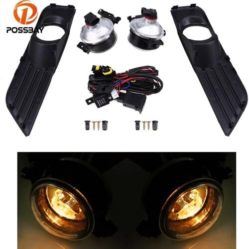 POSSBAY Car Front Lower Bumper Grilles+ Halogen Fog Light Assembly for Ford Focus MK2 2005 2006 2007 2008 H8 12V Car Fog Lamps