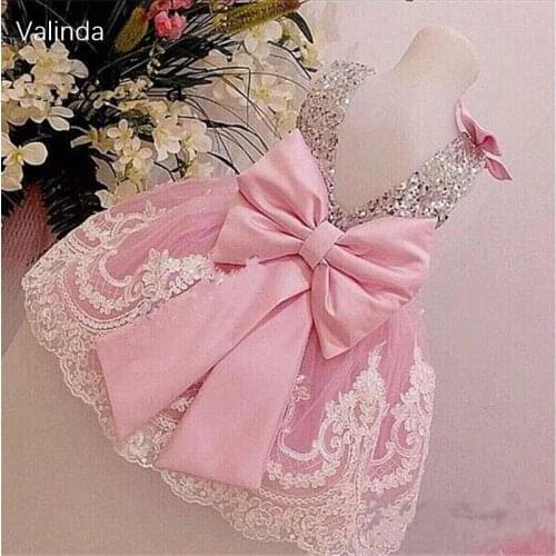 Pink Girl Dresses with Silver Sequin Bodice