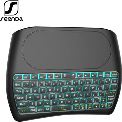SeenDa 2.4GHz Wireless Keyboard with Large TouchPad 7 Color Backlight USB Receiver Mouse Keypad for Computer Android TV Box HTPC