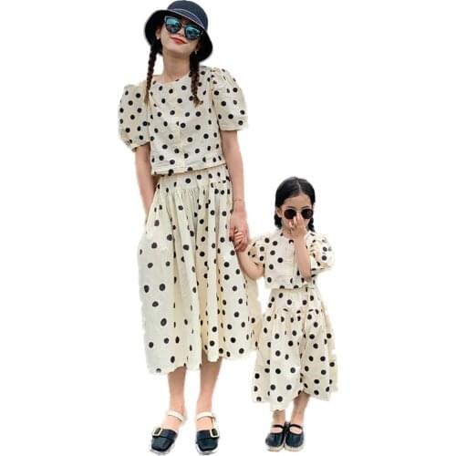 Family Clothes Family Matching Suit Mother Daughter Matching Clothes Summer Mom and my clothes Mother Daughter Polka Pant