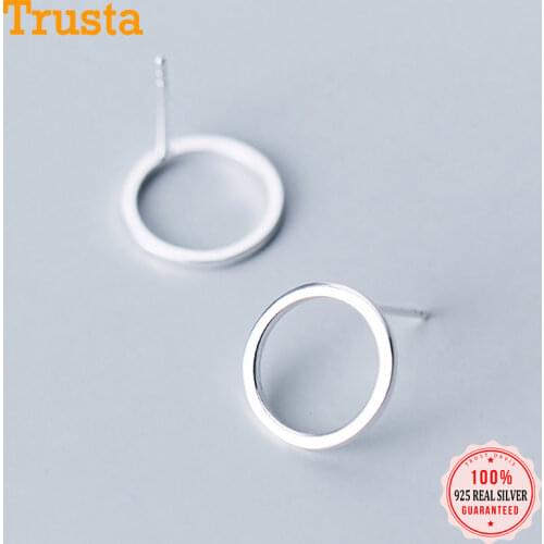 Trustdavis Real 925 Sterling Silver Fashion Lovely Sweet Hollow Round Stud Earrings For Women Wedding Party S925 Jewelry DA1093