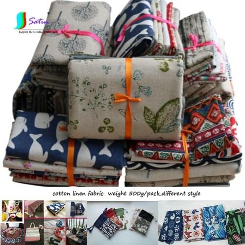 Wholesale Weight 500g Cartoon Japanese Ethnic Nordic Style Handmade Tablecloth Diy Printed Cotton Linen Fabric S0277L