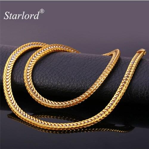 Starlord Two-Tone Men Jewelry Set Gold Color Chains Trendy Gold Color Fancy Ethiopian Jewelry Bracelet And Necklace Set NH1553
