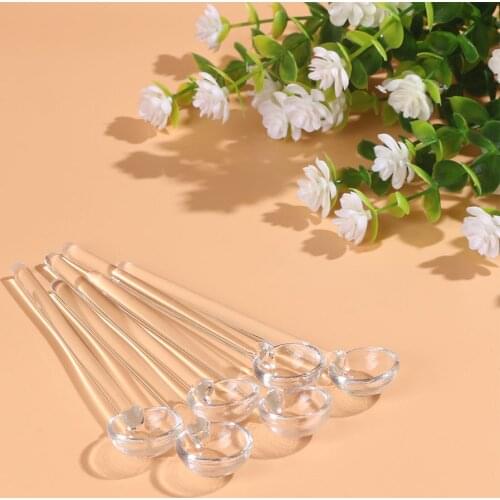 4PCS Long Handle Glass Tea Spoons Tableware Clear Coffee Stirring Spoons Flatware for Home Kitchen Restaurant