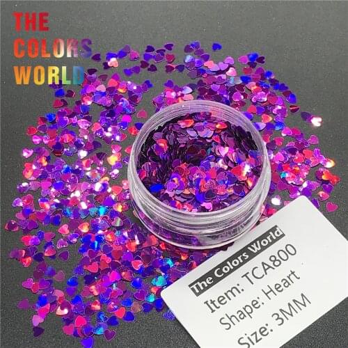 TCT-214 Heart Shape Holographic 3MM Size Nail Glitter Nail Art Decoration Face Glitter Makeup Body Painting Henna Handwork DIY
