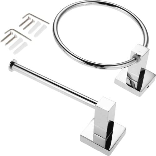 Bathroom Towel Ring and Toilet Roll Holder 304 Stainless Steel Toilet Wall Mount Round Holder