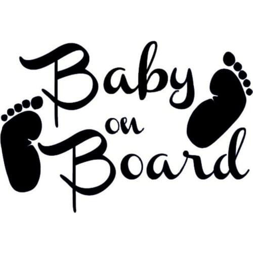 14*9.5CM BABY ON BOARD Vinyl Cartoons And Art Words Car Styling Sticker Interesting Car Tail Covers Black/Silver C9-0008