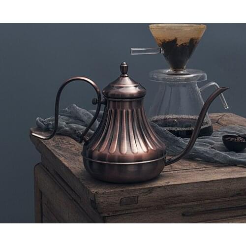Stainless Steel Vintage Coffee Pot Long Spout Hand Punch Gooseneck Drip Coffee Pot Thickened Home Bule De Cafe Coffeeware DG50CP