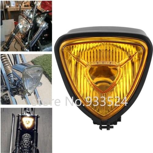 Amber Triangle Black Motorcycle Headlight Lamp For Harley Dyna Electra Glide Heritage Softail
