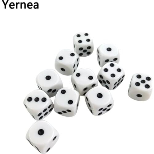 Yernea High-quality 30Pcs/Lot 16mm Dice Set White Black Point Drinking Dice Acrylic White Round Corner D6 Points Dice Club Party