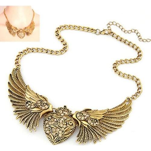 Womens Fashion Heart Angel Statement Necklace Jewelry luxury Vintage Necklace Sexy Ladies Party Necklace