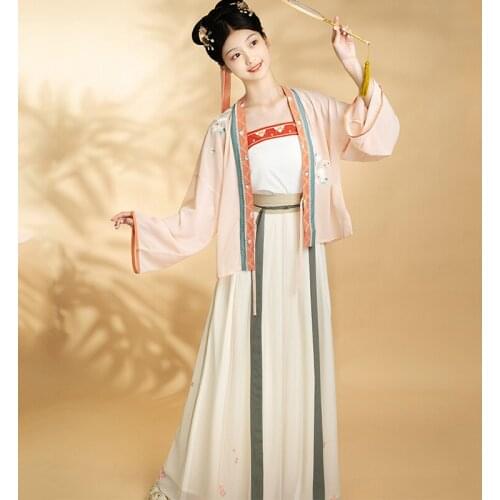 Women Chinese Ancient Traditional Elegant Hanfu Dress Oriental Song Dynasty Embroidery Princess Fairy Dress 3 Piece Sets DWY4399