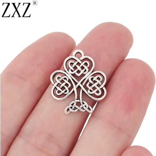 ZXZ 20pcs Tibetan Silver Celtics knot Shamrock Tree Charms Pendants for Necklace Bracelet Earring DIY Jewelry Making Findings