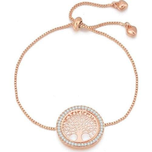 1pcs Beardless Necklace Bracelet Party Favors for Women Stainless Steel Hot Tree of Life Crystal Round Heart Shaped Bracelet