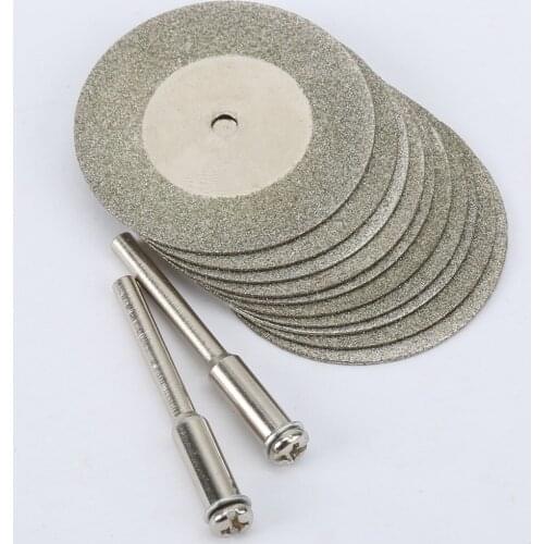 10pcs 35mm dremel accessories Stone Jade Glass Diamond dremel Cutting Disc Fit Rotary Tool Dremel Drills Tool with 2 Mandrel