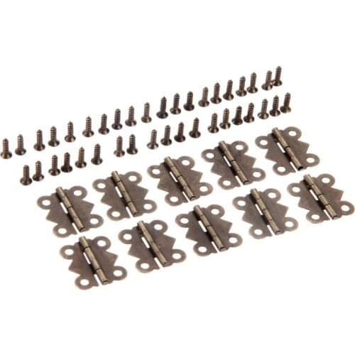 10Pcs Mini Butterfly Hinge for Cabinet Furniture Jewelry Wooden Boxes 4 Hole Vintage Hinge Bronze Gold 17*20mm 27*29mm