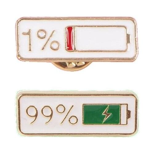 N7MF 2Pcs Cute Enamel 1% 99% Power Brooch Childhood Button Laple Pin Denim Pin Badge Gift Creative Jewelry
