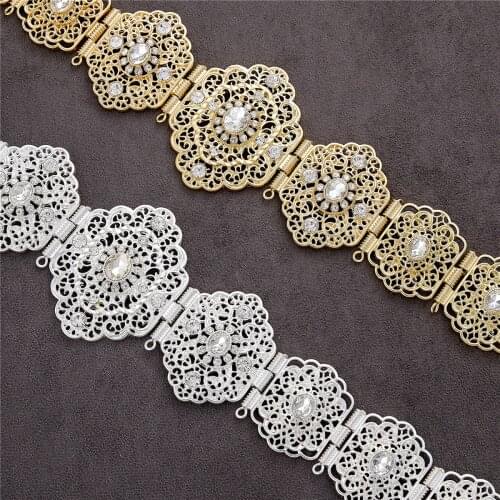 2020 May Moroccan Chic Caftan wedding gold and silver color Metal belt for Luxury Gold Color Women Belt Chain Adjustable Length