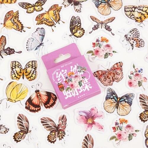 46 Pcs Cute Color Butterfly Sticker DIY Decoration Diary Journal Scrapbooking Planner Label Stickers Aesthetic Kawaii Stationery