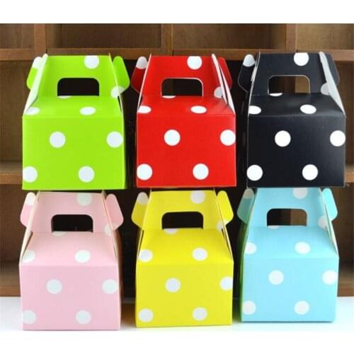 AAA Great 100Pcs/Lot Party Paper Candy Box for Gift Boxes Birthday Party Decorations Kids Favors Handle Dots Wedding Cake Bags