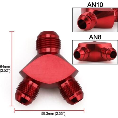 AN6 AN8 AN10 Aluminum Y Block Adapter Fittings Adaptor Black Y Type Oil Pipe Joint