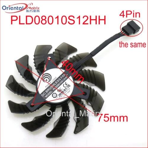 Free Shipping PLD08010S12H PLD08010S12HH 12V 75mm For Gigabyte Graphics Card Cooling Fan 4Pin