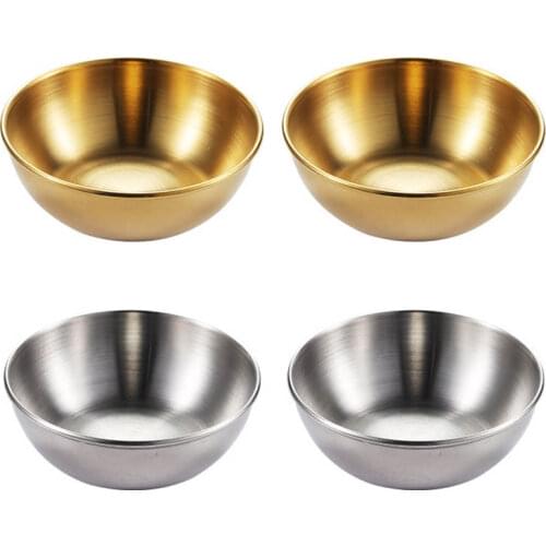Golden Sauce Dish Appetizer Serving Tray Stainless Steel Sauce Dishes Spice Plates Kitchen Supplies Plates Spice Dish Plate