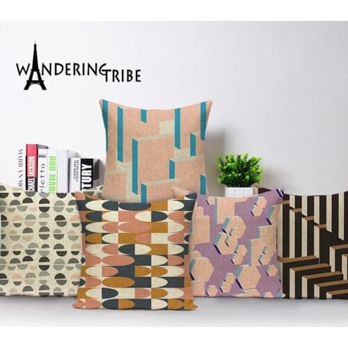 Geometric Pillow Case Nordic Home Decoration Sofa Decor Throw Pillow Covers Colourful Cushions Custom Linen Cushion Cover 45*45