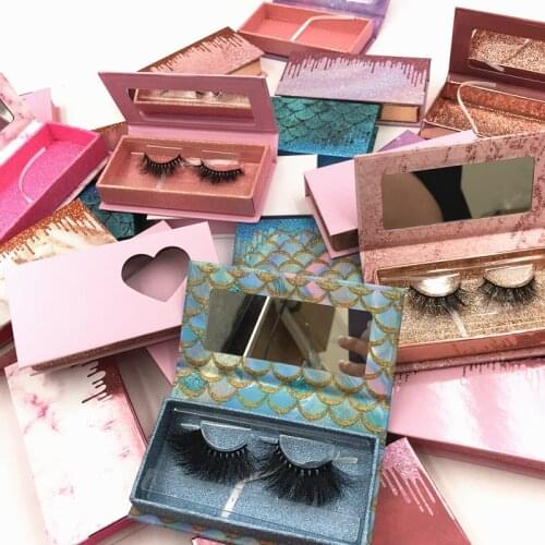 NEW print Makeup mirror false eyelash packaging box lash boxes packaging 25mm mink eyelashes black/white/marble case wholesale