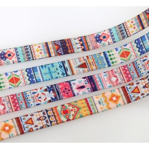 DHK 5/8'' 50yards Tribal Printed Fold Elastic FOE Stretch Ribbon Hairbow Headwear Headband DIY OEM S1488