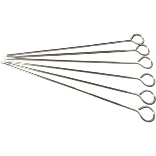 Stainless Steel Long Metal Barbecue Skewers BBQ Grilling Skewers Reusable Skewer