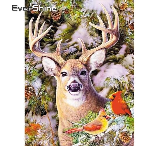 EverShine Diamond Painting Animal Full Square Diamond Mosaic Deer Picture Of Rhinestones Embroidery Winter New Arrival Wall Art