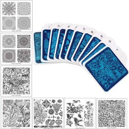 Finger Angel 15 Nail Plates With White Holder Nail Art Image Stamp Stamping Plates Manicure Template Nail Art Tools