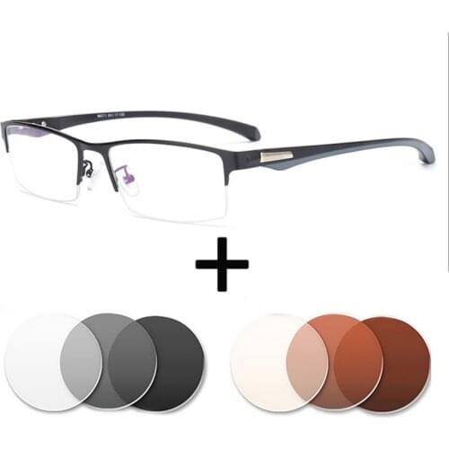 1.67 1.61 Index Optical Glasses Photochrom Prescription Anti blue light Oculos Myopia Astigmatism Men Square Hulf Frame Glasses