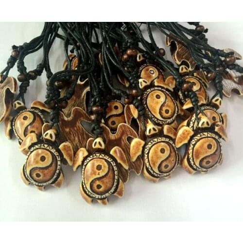 FREE SHIPPING Hot 12 pcs YQTDMY Wholesale Tibetan Yin Yang Turtle Charm Pendant Necklace Cord Choker Necklace